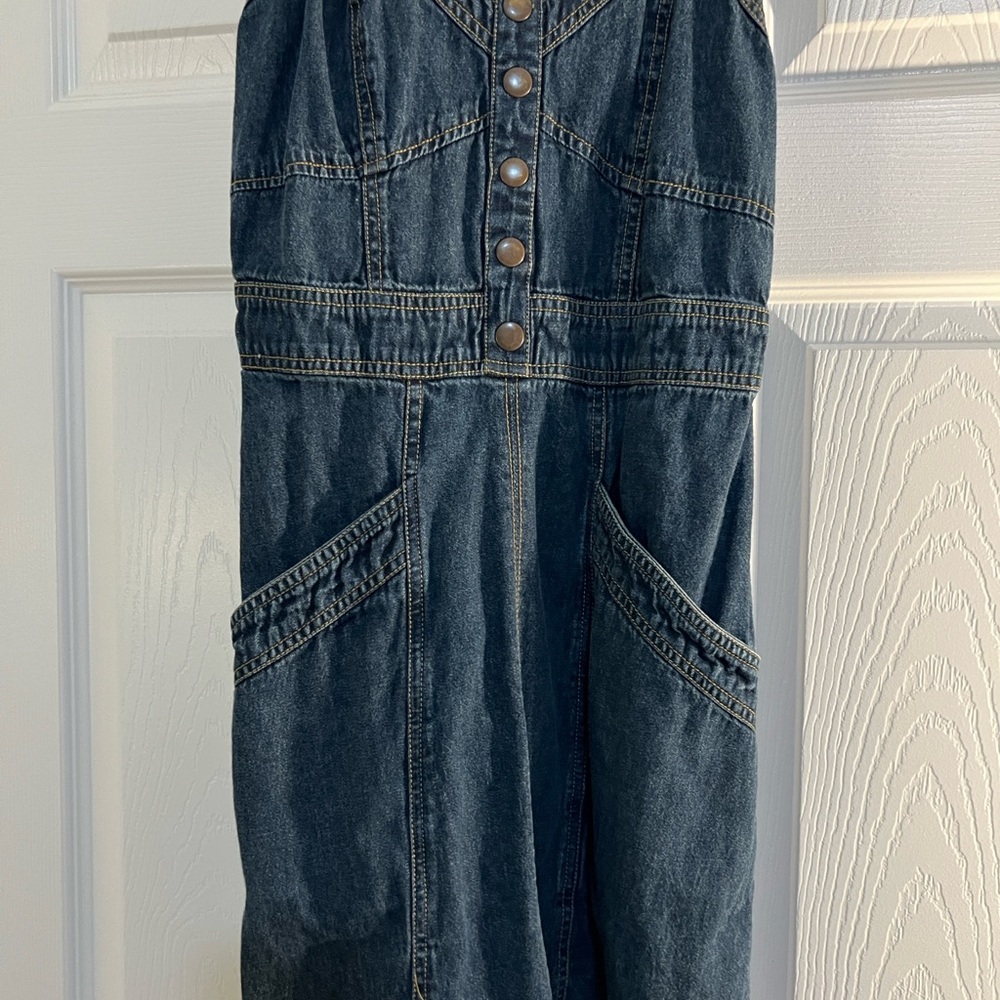 Stylish Blue Denim Women's Overall Dress